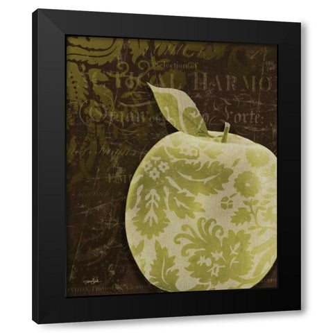 Apple Damask Vert Black Modern Wood Framed Art Print with Double Matting by Stimson, Diane