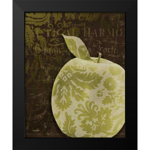 Apple Damask Vert Black Modern Wood Framed Art Print by Stimson, Diane