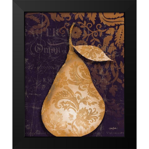 Pear Damask Center Black Modern Wood Framed Art Print by Stimson, Diane