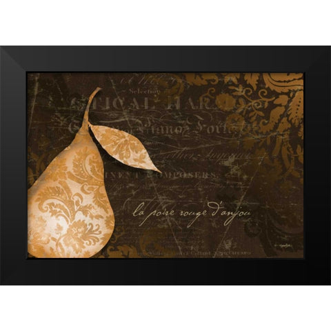 Pear Damask Horizontal Black Modern Wood Framed Art Print by Stimson, Diane