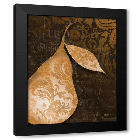 Pear Damask Vert Black Modern Wood Framed Art Print by Stimson, Diane