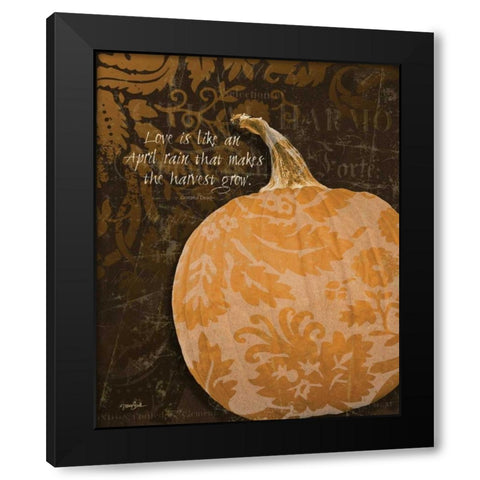Pumpkin Damask Black Modern Wood Framed Art Print by Stimson, Diane