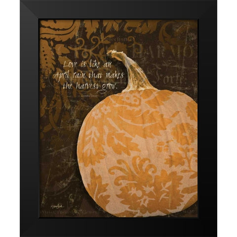 Pumpkin Damask Black Modern Wood Framed Art Print by Stimson, Diane