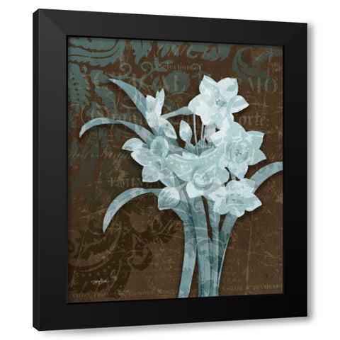 Daffodil Damask Black Modern Wood Framed Art Print with Double Matting by Stimson, Diane