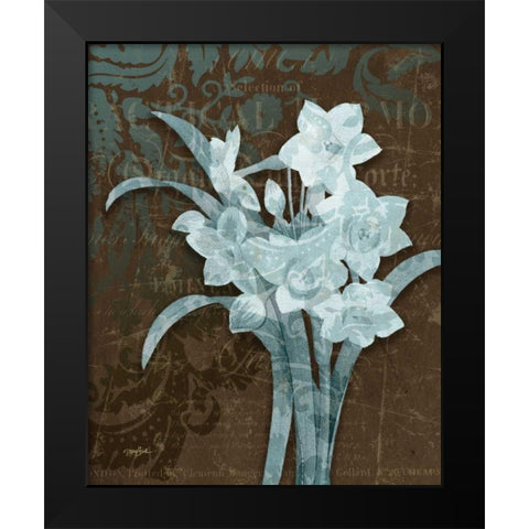 Daffodil Damask Black Modern Wood Framed Art Print by Stimson, Diane
