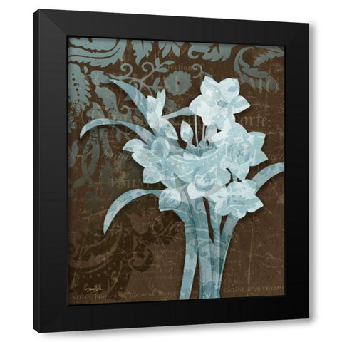 Daffodil Damask Black Modern Wood Framed Art Print by Stimson, Diane