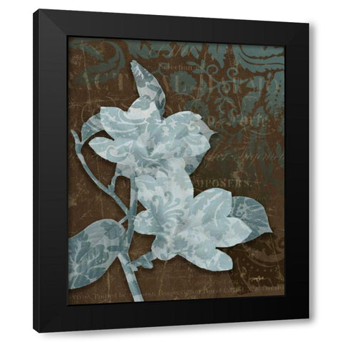 Magnolia Damask Black Modern Wood Framed Art Print with Double Matting by Stimson, Diane