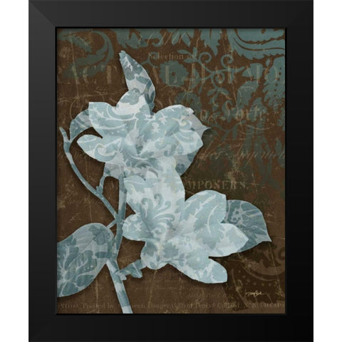 Magnolia Damask Black Modern Wood Framed Art Print by Stimson, Diane