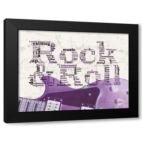Purple Rock And Roll Black Modern Wood Framed Art Print by Stimson, Diane