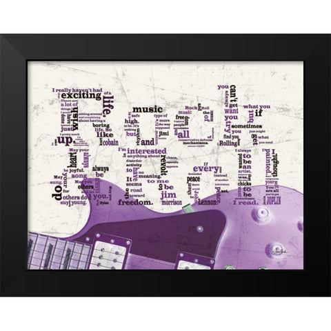 Purple Rock And Roll Black Modern Wood Framed Art Print by Stimson, Diane