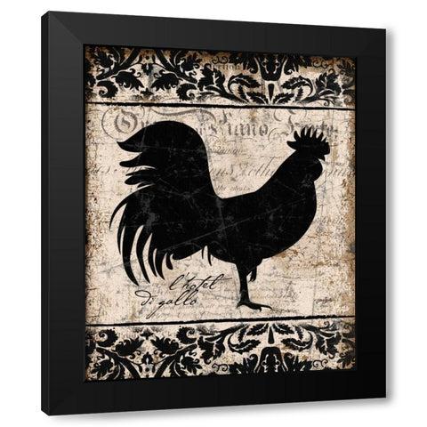 Black Rooster 1 Black Modern Wood Framed Art Print with Double Matting by Stimson, Diane