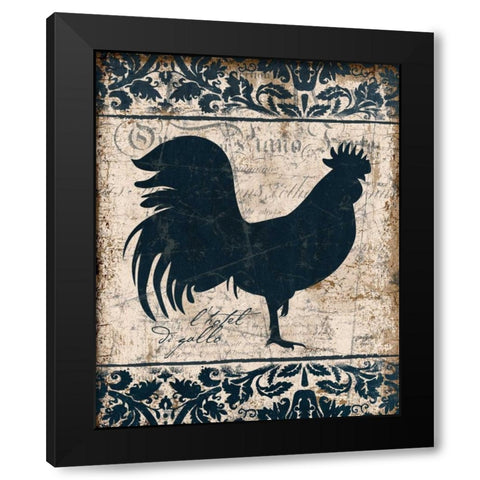 Navy Rooster 1 Black Modern Wood Framed Art Print by Stimson, Diane