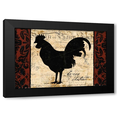 Black Rooster 2 Black Modern Wood Framed Art Print with Double Matting by Stimson, Diane