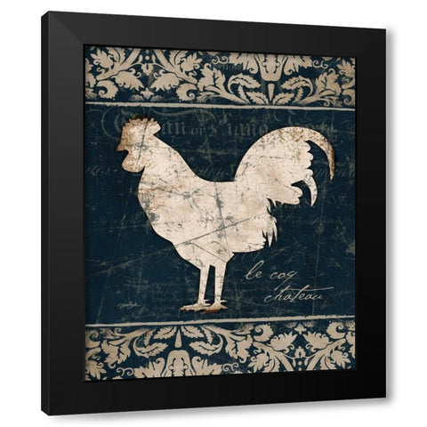 Navy Rooster 2 Black Modern Wood Framed Art Print with Double Matting by Stimson, Diane