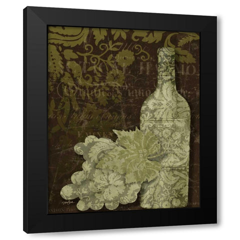 White Wine Damask Black Modern Wood Framed Art Print with Double Matting by Stimson, Diane