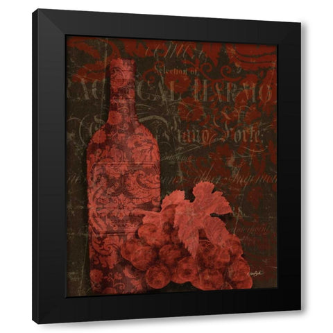 Red Wine Damask Black Modern Wood Framed Art Print with Double Matting by Stimson, Diane