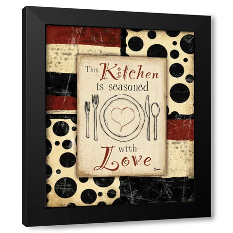 Kitchen Love Plate Black Modern Wood Framed Art Print with Double Matting by Stimson, Diane