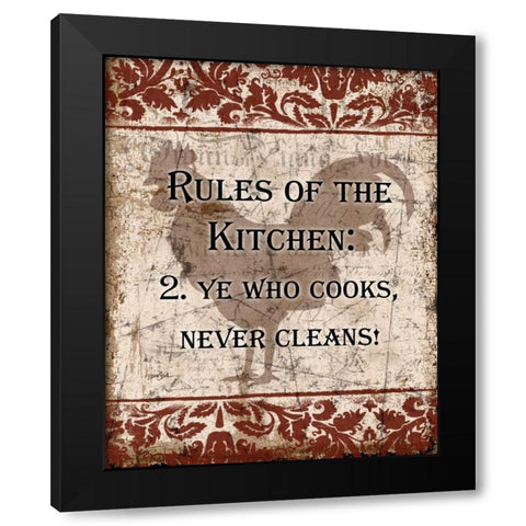 Rules Of Kitchen 2 Black Modern Wood Framed Art Print by Stimson, Diane
