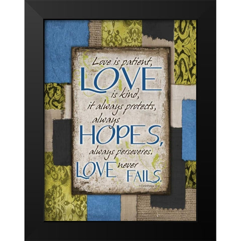 Patch Work Love Black Modern Wood Framed Art Print by Stimson, Diane