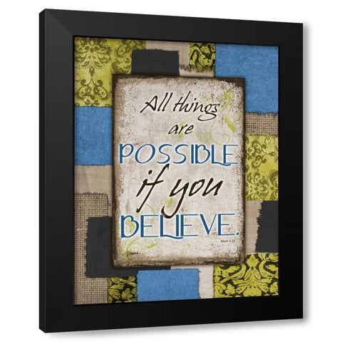 Patch Work Believe Black Modern Wood Framed Art Print by Stimson, Diane