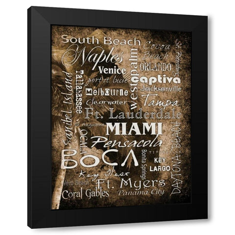 FL Cities Brown Black Modern Wood Framed Art Print with Double Matting by Stimson, Diane