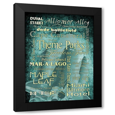 FL LandmarksTeal Black Modern Wood Framed Art Print by Stimson, Diane
