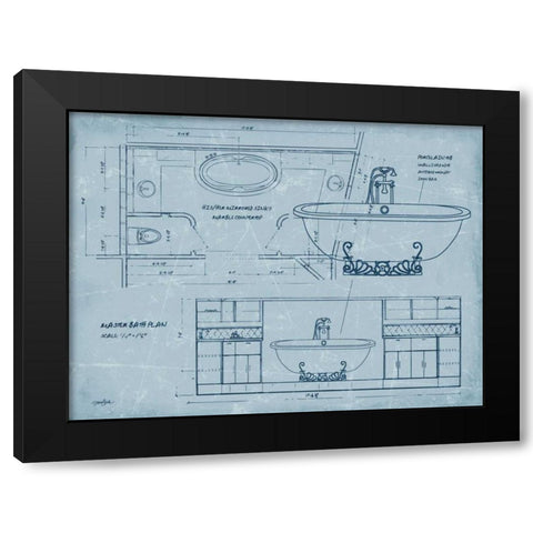 Bath Blueprint 2 Black Modern Wood Framed Art Print with Double Matting by Stimson, Diane