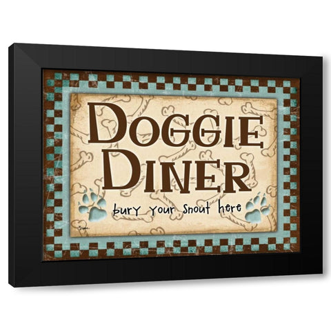 Doggie Diner Blue Black Modern Wood Framed Art Print with Double Matting by Stimson, Diane