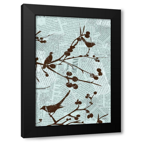 Bird Branches B Black Modern Wood Framed Art Print with Double Matting by Stimson, Diane