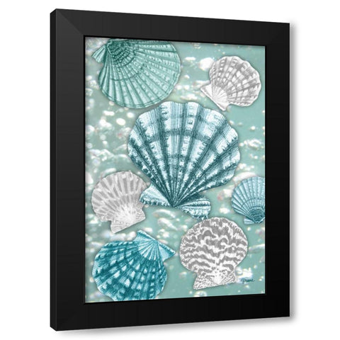 Scallop Bubbles Black Modern Wood Framed Art Print with Double Matting by Stimson, Diane