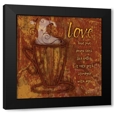 Love Coffee Brown Black Modern Wood Framed Art Print with Double Matting by Stimson, Diane