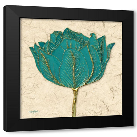 Teal Tulip Black Modern Wood Framed Art Print with Double Matting by Stimson, Diane