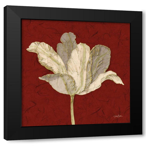 Red Behind Tulip Black Modern Wood Framed Art Print with Double Matting by Stimson, Diane