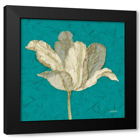 Teal Behind Tulip Black Modern Wood Framed Art Print by Stimson, Diane