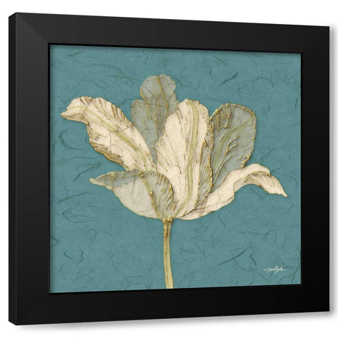 Muted Teal Behind Tulip Black Modern Wood Framed Art Print with Double Matting by Stimson, Diane