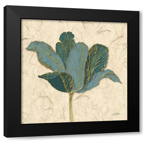 Muted Teal Tulip 2 Black Modern Wood Framed Art Print with Double Matting by Stimson, Diane