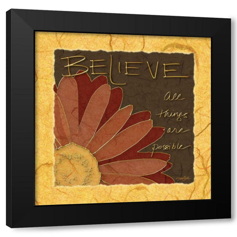 Gerbera Believe Ylw Black Modern Wood Framed Art Print by Stimson, Diane