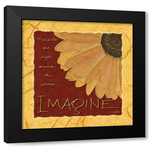 Gerbera Imagine Ylw Black Modern Wood Framed Art Print with Double Matting by Stimson, Diane