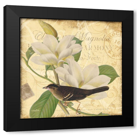 Bird Magnolia Black Modern Wood Framed Art Print by Stimson, Diane