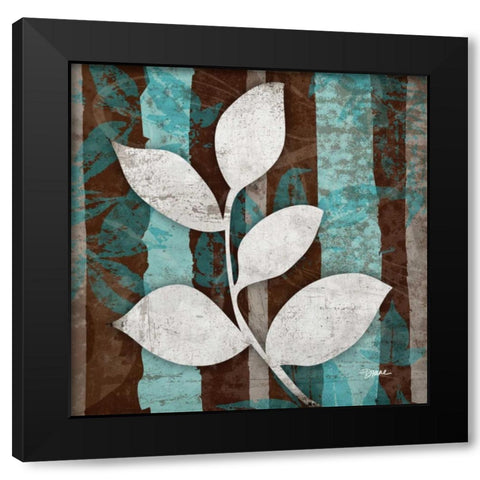 Aqua Leaf 1 Black Modern Wood Framed Art Print with Double Matting by Stimson, Diane