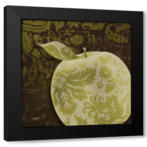 Apple Damask Black Modern Wood Framed Art Print with Double Matting by Stimson, Diane