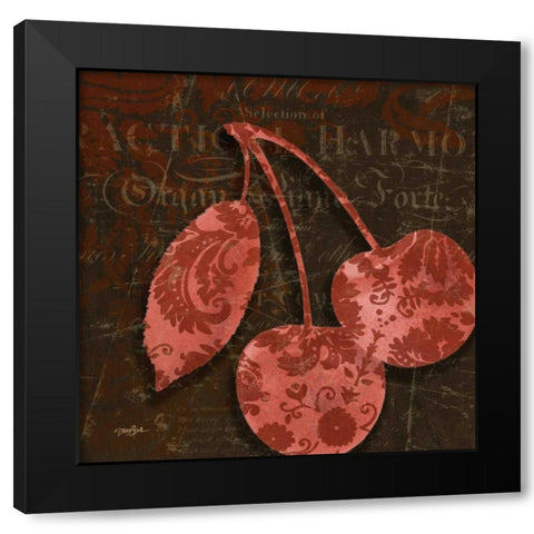 Cherry Damask Black Modern Wood Framed Art Print by Stimson, Diane