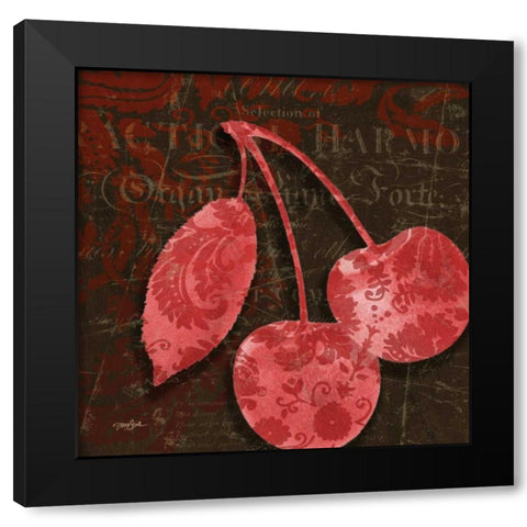 Cherry Damask Red Black Modern Wood Framed Art Print by Stimson, Diane