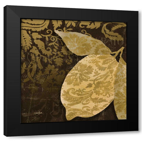 Lemon Damask Black Modern Wood Framed Art Print by Stimson, Diane