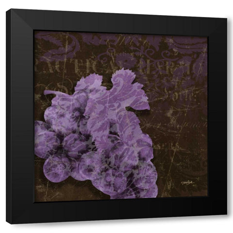 Grape Damask Black Modern Wood Framed Art Print by Stimson, Diane