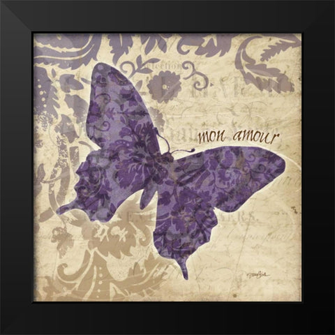 Mon Amour Bfly Black Modern Wood Framed Art Print by Stimson, Diane