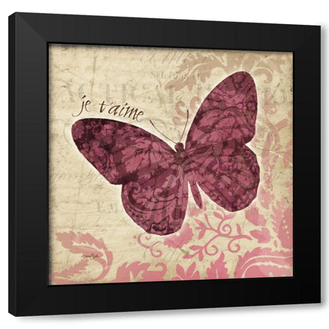 JeTaime Bfly Black Modern Wood Framed Art Print with Double Matting by Stimson, Diane