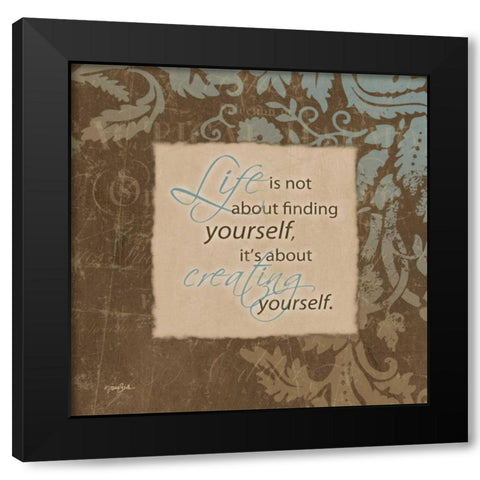 Damask Life Black Modern Wood Framed Art Print with Double Matting by Stimson, Diane