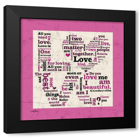 Love Pink Black Modern Wood Framed Art Print with Double Matting by Stimson, Diane