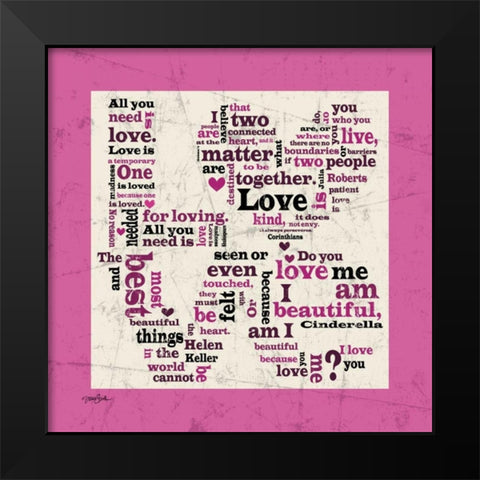 Love Pink Black Modern Wood Framed Art Print by Stimson, Diane